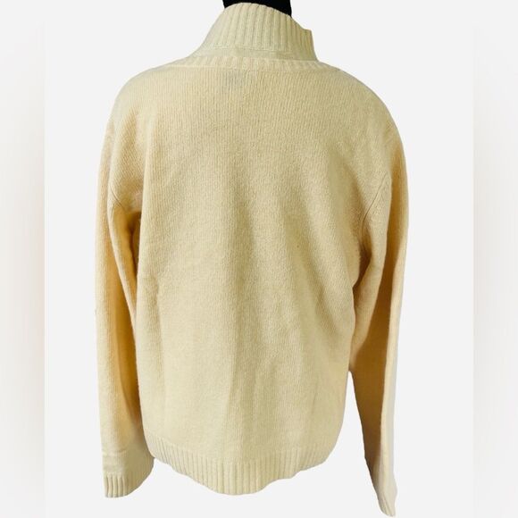 Vintage Cashmere Wool Twinset Size XL Cardigan Cable Knit Butter Yellow - Picture 7 of 9